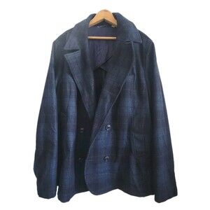 Robert Graham XL Wool Nylon Peacoat Springville Tailored Fit Navy Black Jacket